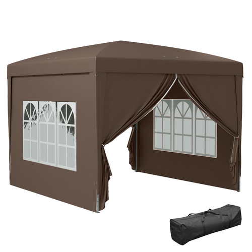 Outsunny 3x3 m Pop Up Gazebo Party Tent Canopy Marquee with Storage Bag Coffee - Cheap Tent