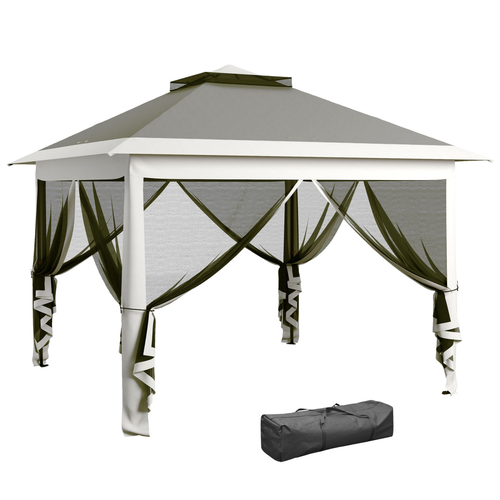 Outsunny Pop Up Gazebo Height Adjustable Canopy Tent w/ Carrying Bag, Dark Grey - Cheap Tent