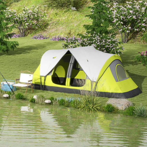 Outsunny 2 Room Camping Tent with Waterproof Rainfly & Screen Panels - Cheap Tent