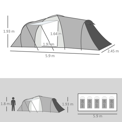 Outsunny 4-6 Person Camping Tent with 2 Bedroom, Living Area and Vestibule - Cheap Tent