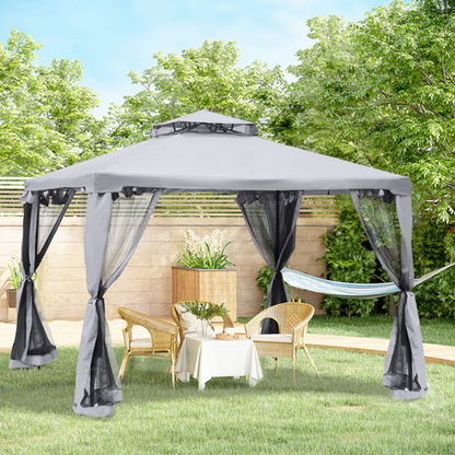 3x3M Metal Gazebo Garden Outdoor 2-tier Roof Marquee Party Tent Canopy - Crey - Cheap Tent