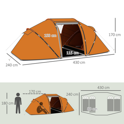 Outsunny 4-6 Persons Camping Tent Dome Family Travel Group Hiking Room Fishing - Cheap Tent