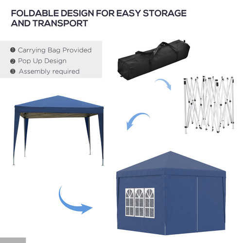 Outsunny 2mx2m Pop Up Gazebo Party Tent Canopy Marquee with Storage Bag Grey - Cheap Tent