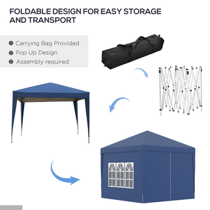 Outsunny 2mx2m Pop Up Gazebo Party Tent Canopy Marquee with Storage Bag Grey - Cheap Tent