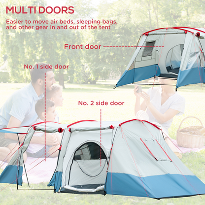 6-8 Person Tunnel Tent, Two-room Camping Tent with Carry Bag, Blue - Cheap Tent