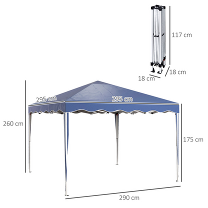 Outsunny 3x3(m) Pop Up Gazebo Marquee Tent for Garden w/ Carry Bag Blue - Cheap Tent