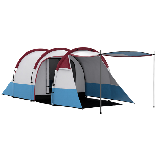 Outsunny 2-3 Man Camping Tunnel Tent with Bedroom and Living Room, Red - Cheap Tent