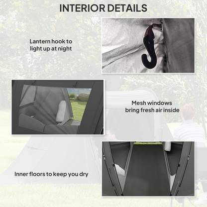 Outsunny 3 Man Camping Tent with 2 Bedrooms, 3000mm Waterproof - Cheap Tent