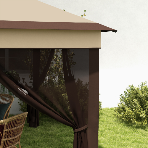 Outsunny 3 x 3(m) Pop Up Gazebo Tent with Netting, Height Adjustable, Beige - Cheap Tent