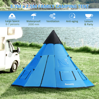 6-7 Person Large Family Party Camping Tent Carrying Bag, Mesh Window Outsunny - Cheap Tent
