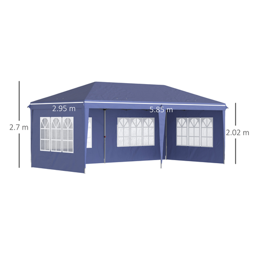 3 x 6m Heavy Duty Gazebo Marquee Party Tent with Storage Bag Blue - Cheap Tent