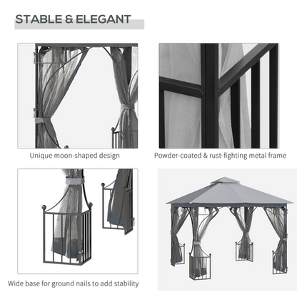 Gazebo Party Tent Canopy Sun Shade for Patio Garden Light Grey 3x3(m) Outsunny - Cheap Tent