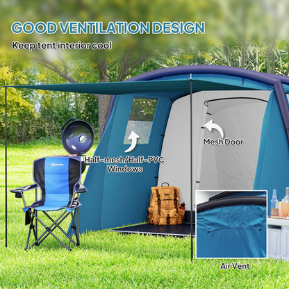 Outsunny Inflatable 3-4 Man Tunnel Tent w/ Air Pump, Living Area - Cheap Tent