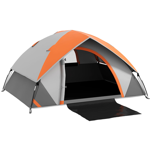 Outsunny Camping Tent, 4-5 Man Family Tent, Grey and Orange - Cheap Tent