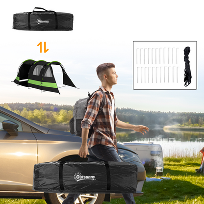 Outsunny Blackout Camping Tent with Bedroom & Living Room for 4-5 Person, Black - Cheap Tent