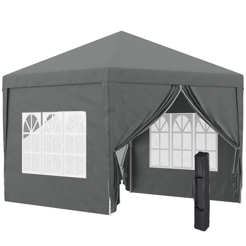 Outsunny 3mx3m Pop Up Gazebo Party Tent Canopy Marquee with Storage Bag Grey - Cheap Tent