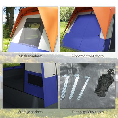 Outsunny Camping Tent with 3000mm Waterproof Rainfly & Screen Panels, Orange - Cheap Tent