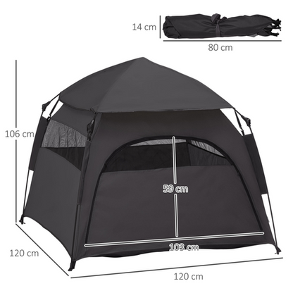 PawHut Foldable Dog Cat Tent with Waterproof Oxford Cloth, Carry Bag, Grey - Cheap Tent