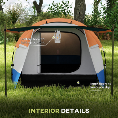 Outsunny 2-3 Man Camping Tunnel Tent with Bedroom and Living Room - Cheap Tent