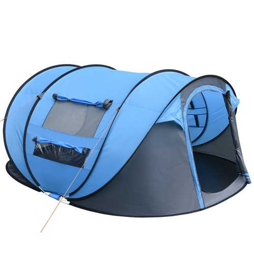 Camping Tent Dome Pop-up Tent with Windows for 4-5 Person Sky Blue - Cheap Tent