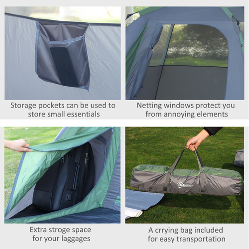 Family Pop-Up Camping Tent W/ Removable Waterproof Rainfly Outsunny - Cheap Tent