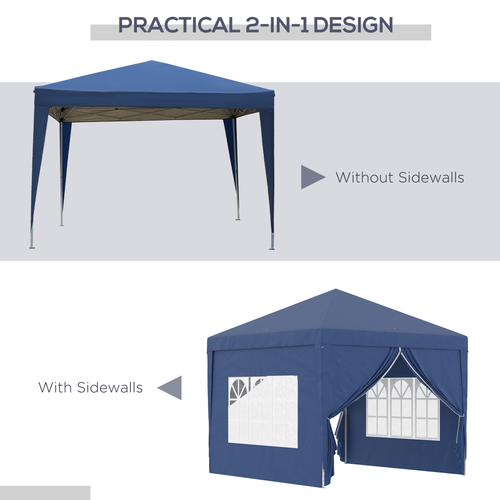 Outsunny 2mx2m Pop Up Gazebo Party Tent Canopy Marquee with Storage Bag Grey - Cheap Tent