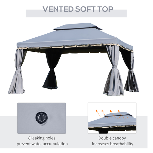 Outsunny 3x4m 2-Tier Gazebo Aluminium Garden Marquee Party Tent - Cheap Tent