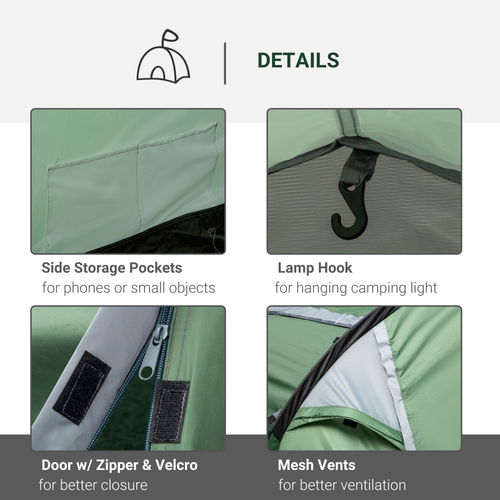 Outsunny 3 Man Camping Tent with Porch and Weather-Resistant Rainfly, Green - Cheap Tent