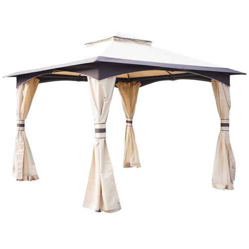 10' x 10' Outdoor Patio 2-Tier Roof Gazebo Canopy Steel Frame w/ Mesh Sidewalls - Cheap Tent