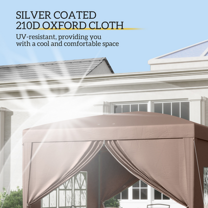 Outsunny 3mx3m Pop Up Gazebo Party Tent Canopy Marquee with Storage Bag Grey - Cheap Tent