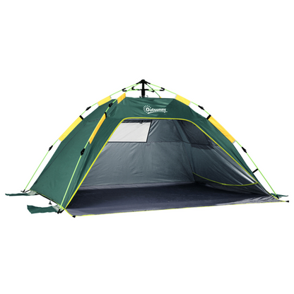 Outsunny 2 Man Pop-up Beach Tent Sun Shade Shelter Hut w/ Windows Door Green - Cheap Tent