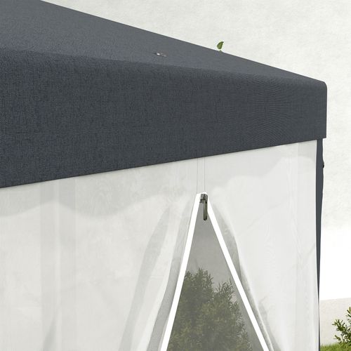Outsunny Hexagonal Gazebo Patio, Outdoor Canopy Patio Party Tent Dark Grey - Cheap Tent