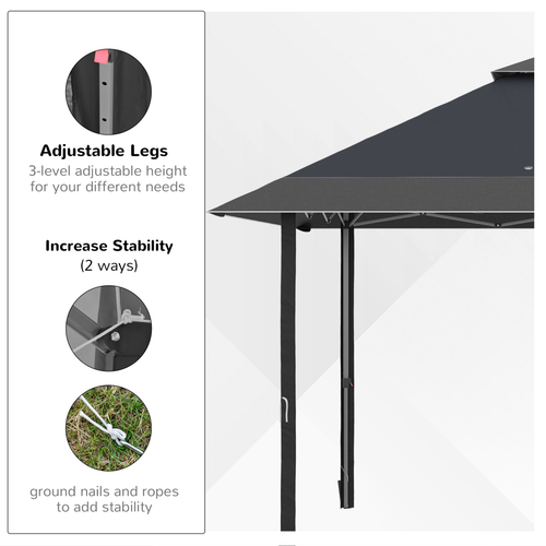 4 x 4m Outdoor Pop-Up Canopy Tent Gazebo Adjustable Legs Bag Grey - Cheap Tent