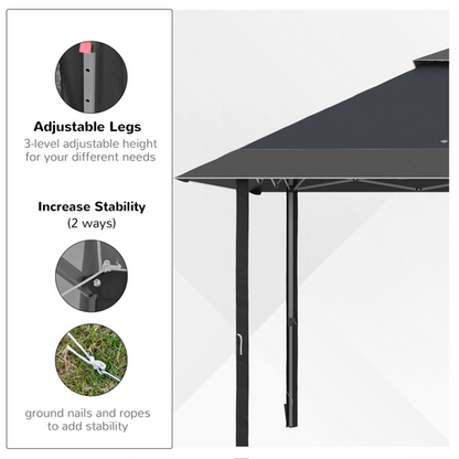 4 x 4m Outdoor Pop-Up Canopy Tent Gazebo Adjustable Legs Bag Grey - Cheap Tent