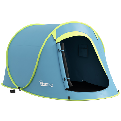 Outsunny Pop up Camping Tent for 2 Man, 2000mm Waterproof with Carry Bag, Blue - Cheap Tent