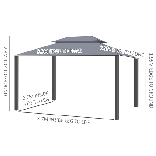 Outsunny 3x4m 2-Tier Gazebo Aluminium Garden Marquee Party Tent - Cheap Tent