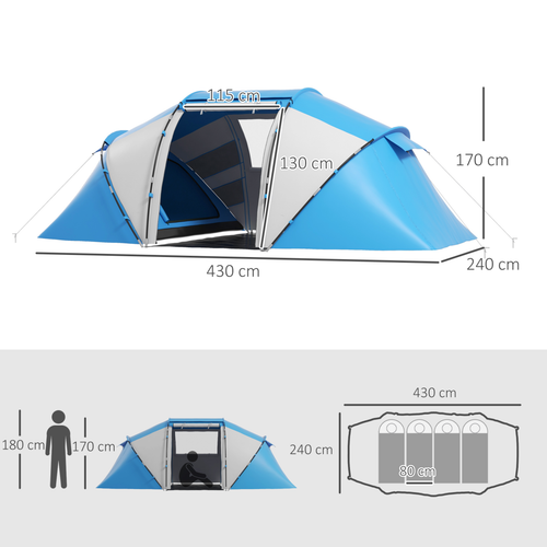 4-6 Persons Camping Tent Dome Family Travel Group Hiking Room Fishing Outsunny - Cheap Tent