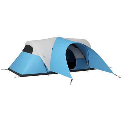 Outsunny 3000mm Waterproof Camping Tent with Porch & Sewn in Groundsheet, Blue - Cheap Tent