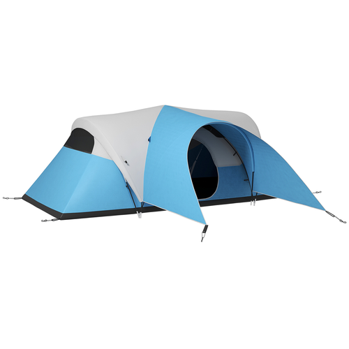 Outsunny 3000mm Waterproof Camping Tent with Porch & Sewn in Groundsheet, Blue - Cheap Tent