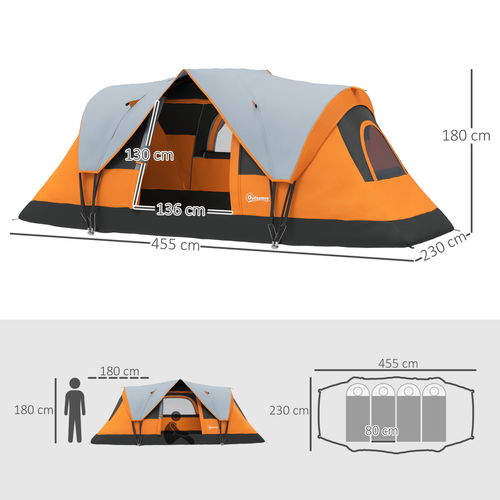 Outsunny 5-6 Man Camping Tent with Bag, Fibreglass and Steel Frame - Cheap Tent