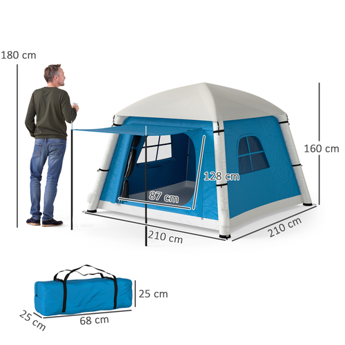 Outsunny Inflatable Camping Tent, Easy Setup 2 Man Tent - Cheap Tent