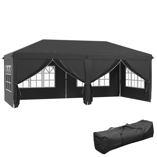 3 x 6m Pop Up Gazebo Height Adjustable Party Tent w/ Storage Bag Black - Cheap Tent