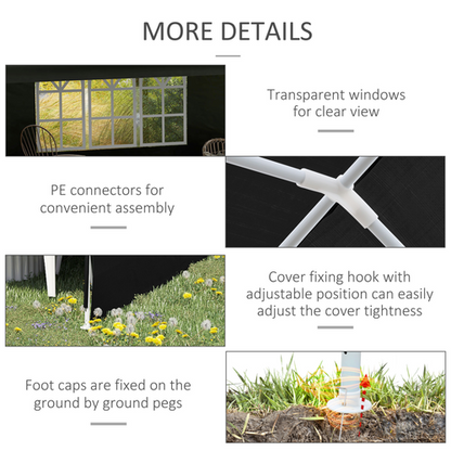 6m x 3m Garden Gazebo Marquee Canopy Party Tent Canopy Patio Black - Cheap Tent