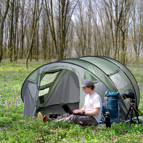 Camping Tent Dome Tent Pop-up Design with 4 Windows for 4-5 Person Outsunny - Cheap Tent