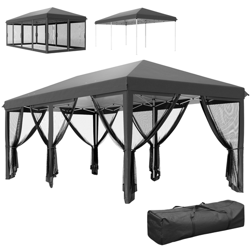 Outsunny 6 x 3(m) Pop Up Party Tent Canopy with 6 Removable Sidewalls - Cheap Tent