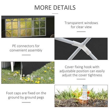 6m x 3m Garden Gazebo Marquee Canopy Party Tent Canopy Patio Dark Grey - Cheap Tent