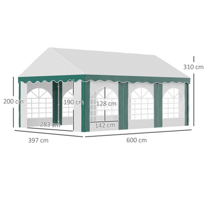 6 x 4m Marquee Gazebo, Party Tent with Double Doors for Wedding and Events - Cheap Tent