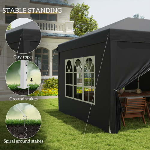 3 x 6m Pop Up Gazebo Height Adjustable Party Tent w/ Storage Bag Black - Cheap Tent