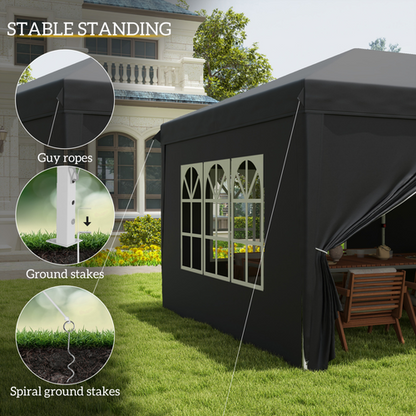 3 x 6m Pop Up Gazebo Height Adjustable Party Tent w/ Storage Bag Black - Cheap Tent