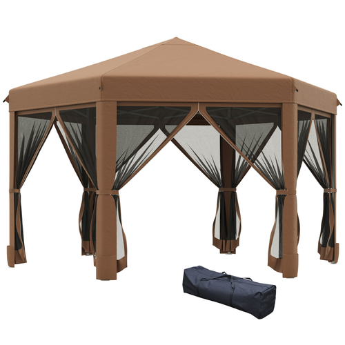 3.2m Pop Up Gazebo Hexagonal Tent Sun Protection with Mesh Sidewalls, Handy Bag - Cheap Tent